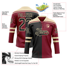 Load image into Gallery viewer, Custom Crimson Black-Cream Split Fashion Hockey Lace Neck Jersey
