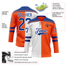 Charger l'image dans la galerie, Custom Orange Royal-White Split Fashion Hockey Lace Neck Jersey
