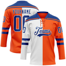 Charger l'image dans la galerie, Custom Orange Royal-White Split Fashion Hockey Lace Neck Jersey
