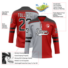 Charger l'image dans la galerie, Custom Red Black Gray-White Split Fashion Hockey Lace Neck Jersey

