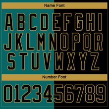 Load image into Gallery viewer, Custom Black Teal-Old Gold Split Fashion Hockey Lace Neck Jersey
