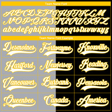 Charger l'image dans la galerie, Custom Black Yellow Gray-White Split Fashion Hockey Lace Neck Jersey
