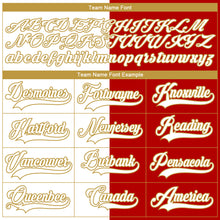 Загрузить изображение в средство просмотра галереи, Custom Red Old Gold-White Split Fashion Hockey Lace Neck Jersey
