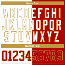 Загрузить изображение в средство просмотра галереи, Custom Red Old Gold-White Split Fashion Hockey Lace Neck Jersey
