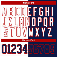 Charger l'image dans la galerie, Custom Navy Red-White Split Fashion Hockey Lace Neck Jersey
