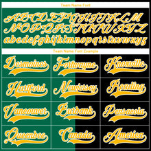 Laden Sie das Bild in den Galerie-Viewer, Custom Black Gold Kelly Green-White Split Fashion Hockey Lace Neck Jersey
