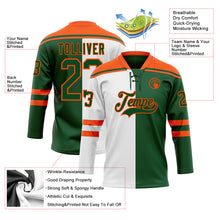 Загрузить изображение в средство просмотра галереи, Custom Green Orange-White Split Fashion Hockey Lace Neck Jersey
