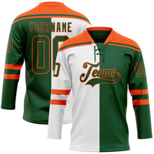 Загрузить изображение в средство просмотра галереи, Custom Green Orange-White Split Fashion Hockey Lace Neck Jersey
