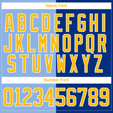 Загрузить изображение в средство просмотра галереи, Custom Royal Gold Light Blue-White Red-Royal Split Fashion Hockey Lace Neck Jersey
