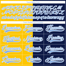 Charger l'image dans la galerie, Custom Navy Light Blue Yellow-White Split Fashion Hockey Lace Neck Jersey
