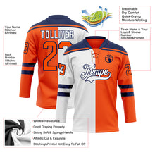 Charger l'image dans la galerie, Custom Orange White-Navy Split Fashion Hockey Lace Neck Jersey
