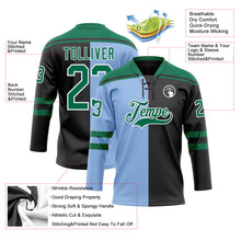 Charger l'image dans la galerie, Custom Black Kelly Green Light Blue-White Red-Royal Split Fashion Hockey Lace Neck Jersey
