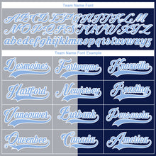 Charger l'image dans la galerie, Custom Navy Light Blue Gray-White Split Fashion Hockey Lace Neck Jersey
