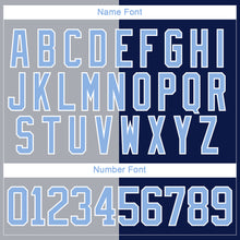 Charger l'image dans la galerie, Custom Navy Light Blue Gray-White Split Fashion Hockey Lace Neck Jersey
