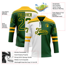 Загрузить изображение в средство просмотра галереи, Custom Green Gold-White Split Fashion Hockey Lace Neck Jersey
