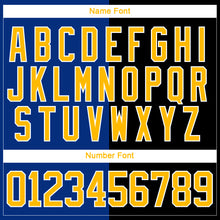 Загрузить изображение в средство просмотра галереи, Custom Black Gold Royal-White Split Fashion Hockey Lace Neck Jersey
