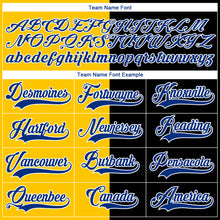 Laden Sie das Bild in den Galerie-Viewer, Custom Black Royal Yellow-White Split Fashion Hockey Lace Neck Jersey
