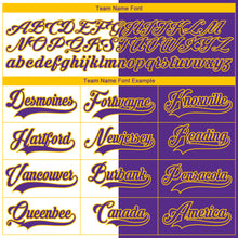 Charger l'image dans la galerie, Custom Purple White-Yellow Split Fashion Hockey Lace Neck Jersey
