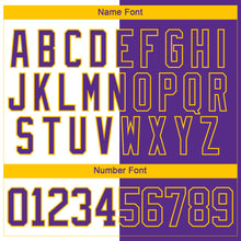 Charger l'image dans la galerie, Custom Purple White-Yellow Split Fashion Hockey Lace Neck Jersey
