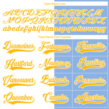 Load image into Gallery viewer, Custom Light Blue Gold-White Split Fashion Hockey Lace Neck Jersey
