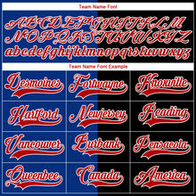 Laden Sie das Bild in den Galerie-Viewer, Custom Black Red Royal-White Split Fashion Hockey Lace Neck Jersey
