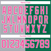 Laden Sie das Bild in den Galerie-Viewer, Custom Kelly Green Pink Gray-White Split Fashion Hockey Lace Neck Jersey
