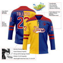 Загрузить изображение в средство просмотра галереи, Custom Royal Red Yellow-White Split Fashion Hockey Lace Neck Jersey
