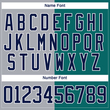 Laden Sie das Bild in den Galerie-Viewer, Custom Teal Navy Gray-White Split Fashion Hockey Lace Neck Jersey
