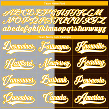 Laden Sie das Bild in den Galerie-Viewer, Custom Brown Gold Gray-White Split Fashion Hockey Lace Neck Jersey
