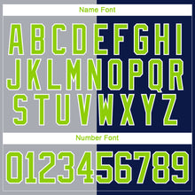 Charger l'image dans la galerie, Custom Navy Neon Green Gray-White Split Fashion Hockey Lace Neck Jersey
