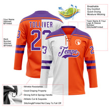 Charger l'image dans la galerie, Custom Orange Purple-White Split Fashion Hockey Lace Neck Jersey
