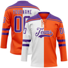 Charger l'image dans la galerie, Custom Orange Purple-White Split Fashion Hockey Lace Neck Jersey
