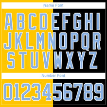 Load image into Gallery viewer, Custom Black Light Blue Yellow-White Split Fashion Hockey Lace Neck Jersey
