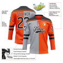 Charger l'image dans la galerie, Custom Orange Black Gray-White Split Fashion Hockey Lace Neck Jersey
