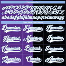 Charger l'image dans la galerie, Custom Black White Purple-Light Blue Split Fashion Hockey Lace Neck Jersey
