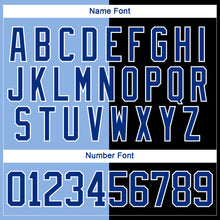 Laden Sie das Bild in den Galerie-Viewer, Custom Black Royal Light Blue-White Split Fashion Hockey Lace Neck Jersey
