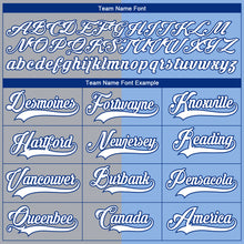 Load image into Gallery viewer, Custom Light Blue Royal Gray-White Split Fashion Hockey Lace Neck Jersey
