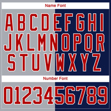 Charger l'image dans la galerie, Custom Navy Red Gray-White Split Fashion Hockey Lace Neck Jersey
