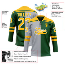 Загрузить изображение в средство просмотра галереи, Custom Green Gold Gray-White Split Fashion Hockey Lace Neck Jersey
