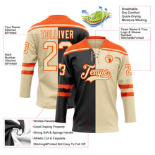 Laden Sie das Bild in den Galerie-Viewer, Custom Cream Black-Orange Split Fashion Hockey Lace Neck Jersey
