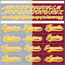 Charger l'image dans la galerie, Custom Crimson Gold Gray-White Split Fashion Hockey Lace Neck Jersey
