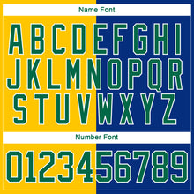 Load image into Gallery viewer, Custom Royal Kelly Green Yellow-White Split Fashion Hockey Lace Neck Jersey
