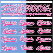 Laden Sie das Bild in den Galerie-Viewer, Custom Black Pink Powder Blue-White Split Fashion Hockey Lace Neck Jersey
