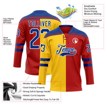 Загрузить изображение в средство просмотра галереи, Custom Red Royal Yellow-White Split Fashion Hockey Lace Neck Jersey
