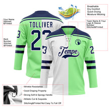 Charger l'image dans la galerie, Custom Pea Green Navy-White Split Fashion Hockey Lace Neck Jersey
