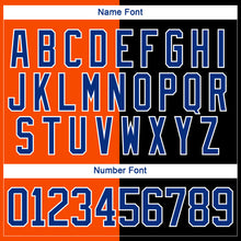 Load image into Gallery viewer, Custom Black Royal Orange-White Split Fashion Hockey Lace Neck Jersey
