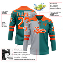 Charger l'image dans la galerie, Custom Teal Orange Gray-White Split Fashion Hockey Lace Neck Jersey
