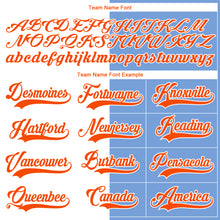 Laden Sie das Bild in den Galerie-Viewer, Custom Powder Blue Orange-White Split Fashion Hockey Lace Neck Jersey
