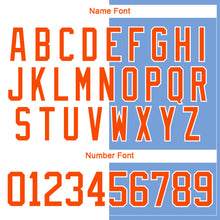 Laden Sie das Bild in den Galerie-Viewer, Custom Powder Blue Orange-White Split Fashion Hockey Lace Neck Jersey
