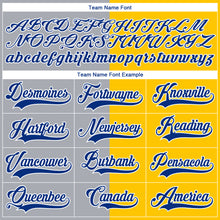 Load image into Gallery viewer, Custom Yellow Royal Gray-White Split Fashion Hockey Lace Neck Jersey
